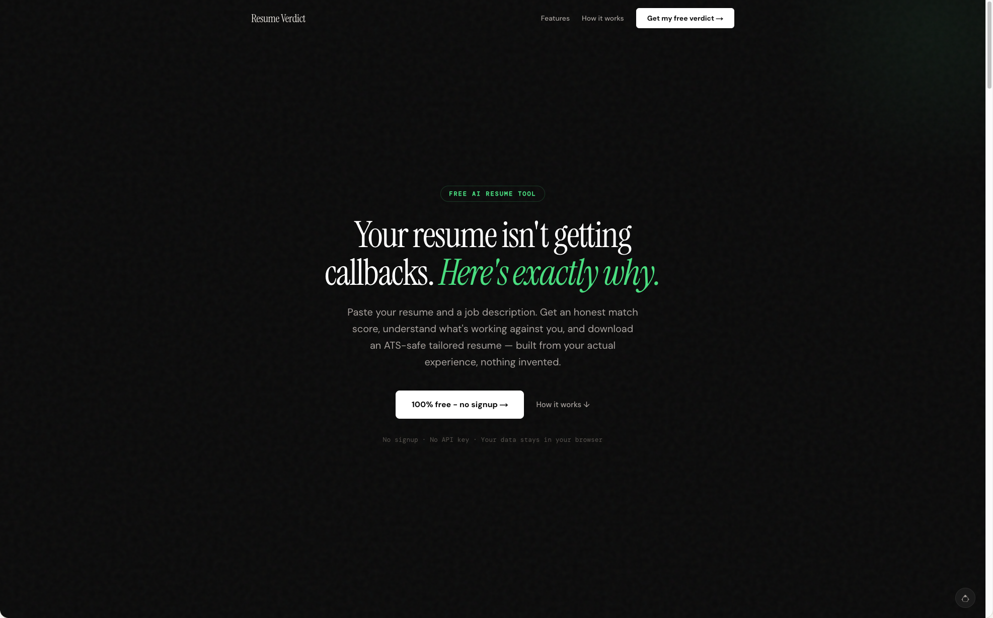 Resume Verdict home page